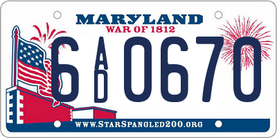 MD license plate 6AD0670