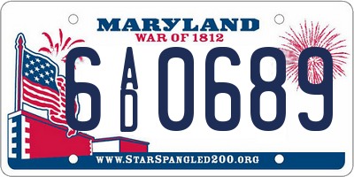 MD license plate 6AD0689
