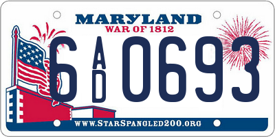 MD license plate 6AD0693