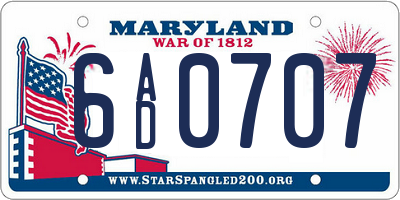 MD license plate 6AD0707