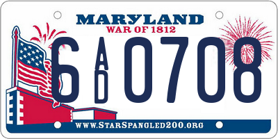 MD license plate 6AD0708