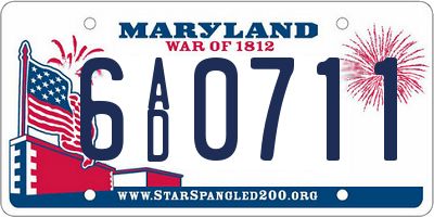 MD license plate 6AD0711