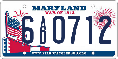MD license plate 6AD0712