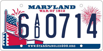 MD license plate 6AD0714