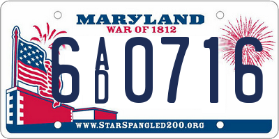 MD license plate 6AD0716
