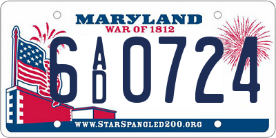 MD license plate 6AD0724
