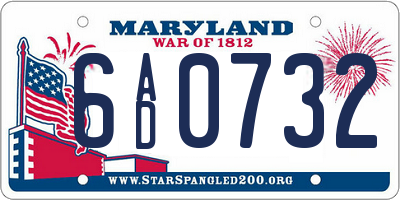MD license plate 6AD0732