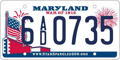 MD license plate 6AD0735