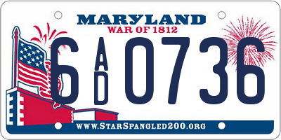 MD license plate 6AD0736