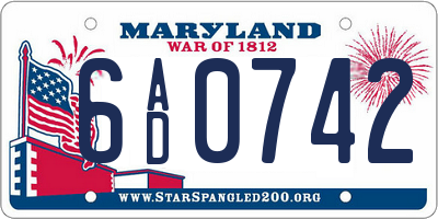 MD license plate 6AD0742