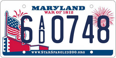 MD license plate 6AD0748