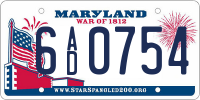MD license plate 6AD0754