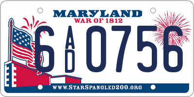 MD license plate 6AD0756