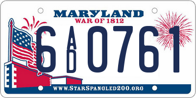 MD license plate 6AD0761