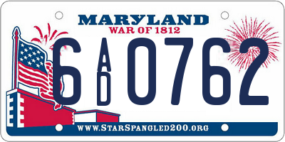 MD license plate 6AD0762