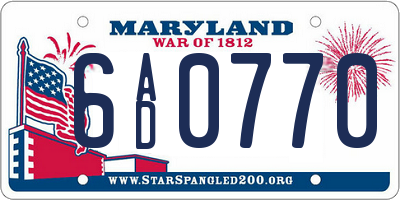 MD license plate 6AD0770