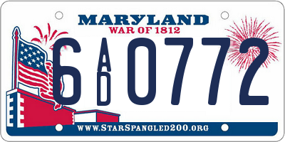MD license plate 6AD0772