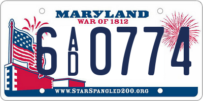 MD license plate 6AD0774