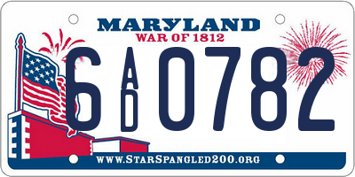 MD license plate 6AD0782