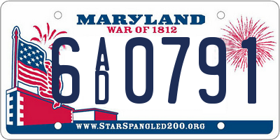 MD license plate 6AD0791