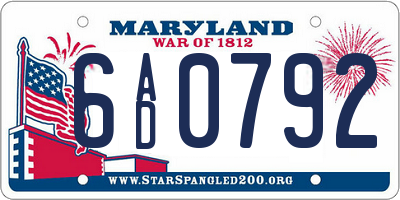 MD license plate 6AD0792