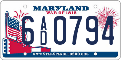 MD license plate 6AD0794