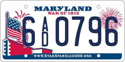 MD license plate 6AD0796