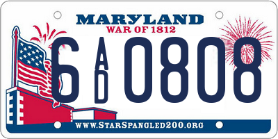 MD license plate 6AD0808