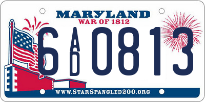 MD license plate 6AD0813