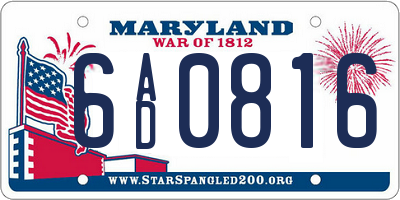 MD license plate 6AD0816