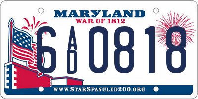 MD license plate 6AD0818