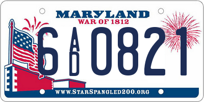 MD license plate 6AD0821