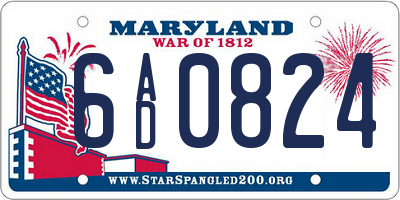 MD license plate 6AD0824