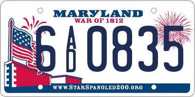 MD license plate 6AD0835