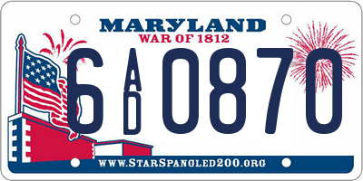 MD license plate 6AD0870