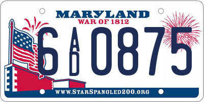 MD license plate 6AD0875