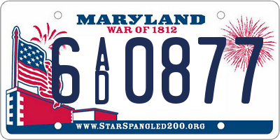 MD license plate 6AD0877
