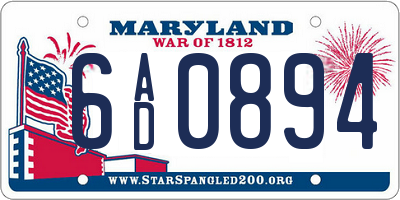 MD license plate 6AD0894