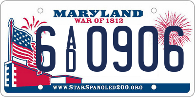 MD license plate 6AD0906