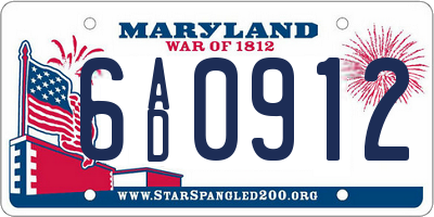 MD license plate 6AD0912