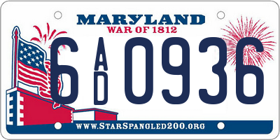 MD license plate 6AD0936