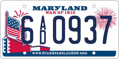 MD license plate 6AD0937