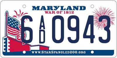 MD license plate 6AD0943