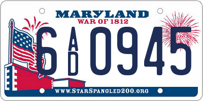 MD license plate 6AD0945