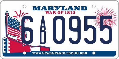 MD license plate 6AD0955