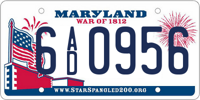 MD license plate 6AD0956