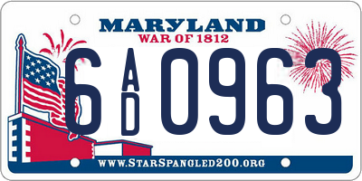 MD license plate 6AD0963