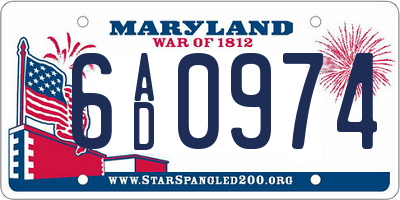 MD license plate 6AD0974