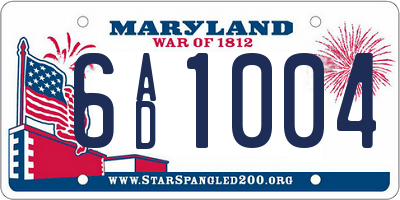 MD license plate 6AD1004