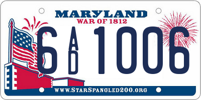 MD license plate 6AD1006
